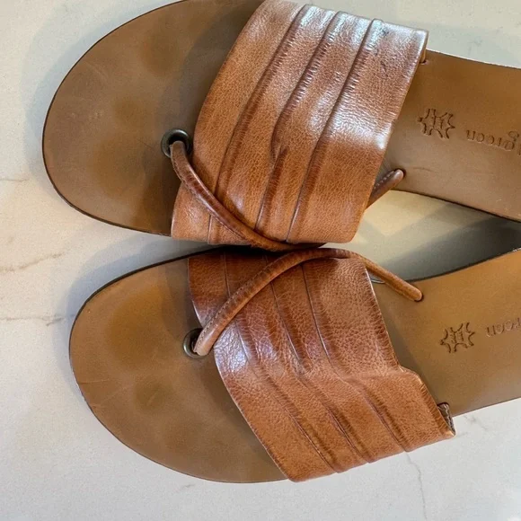 Paul Green Brown Leather Sandals Slides made in Austria AU4/US 6 - Picture 4 of 10
